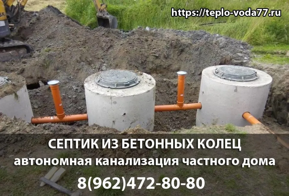 Монтаж септика из бетонных колец в Волоколамске - гарания, обслуживание, низкие цены